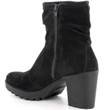 Alpine Swiss Bianca Womens Suede Slouch Ankle Boots Made in Italy High Heel Boot – Black