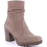 Alpine Swiss Bianca Womens Suede Slouch Ankle Boots Made in Italy High Heel Boot – Taupe
