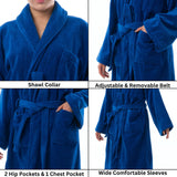 Alpine Swiss Blair Women Cotton Terry Cloth Bathrobe Shawl Collar Velour Spa Robe – Blue
