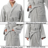 Alpine Swiss Blair Women Cotton Terry Cloth Bathrobe Shawl Collar Velour Spa Robe – Gray