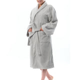 Alpine Swiss Blair Women Cotton Terry Cloth Bathrobe Shawl Collar Velour Spa Robe – Gray