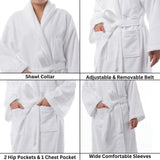 Alpine Swiss Blair Women Cotton Terry Cloth Bathrobe Shawl Collar Velour Spa Robe – White