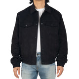 Alpine Swiss Men's Blake Vegan Suede Bomber Jacket – Black