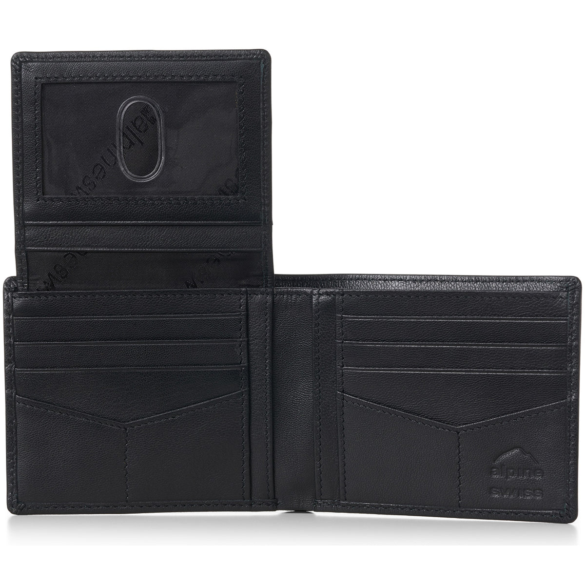 Alpine Swiss RFID Mathias Mens Wallet Deluxe Capacity Passcase Bifold With Divided – Smooth Finish Tan