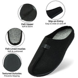Alpine Swiss Mens Felt Faux Wool Clog Slippers Comfortable Cushion House Shoes – Black