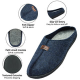 Alpine Swiss Mens Felt Faux Wool Clog Slippers Comfortable Cushion House Shoes – Navy
