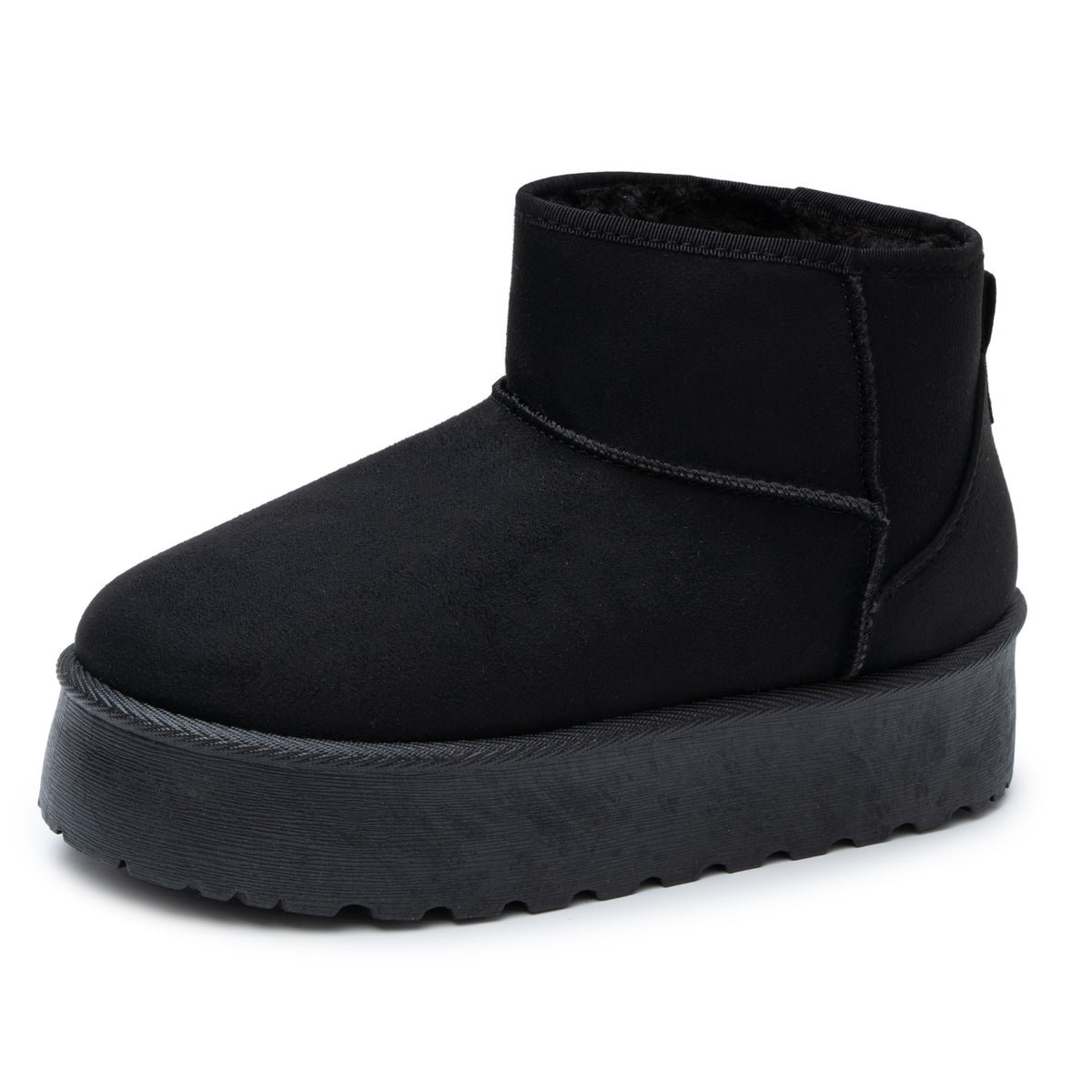 Alpine Swiss Brynn Womens Mini Platform Boots Warm Winter Short Ankle Booties – Black