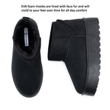 Alpine Swiss Brynn Womens Mini Platform Boots Warm Winter Short Ankle Booties – Black