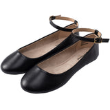 Alpine Swiss Calla Women's Ballet Flats Round Toe Ankle Strap Flat Shoes Casual Wear – Black