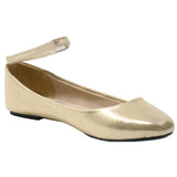 Alpine Swiss Calla Women's Ballet Flats Round Toe Ankle Strap Flat Shoes Casual Wear – Gold
