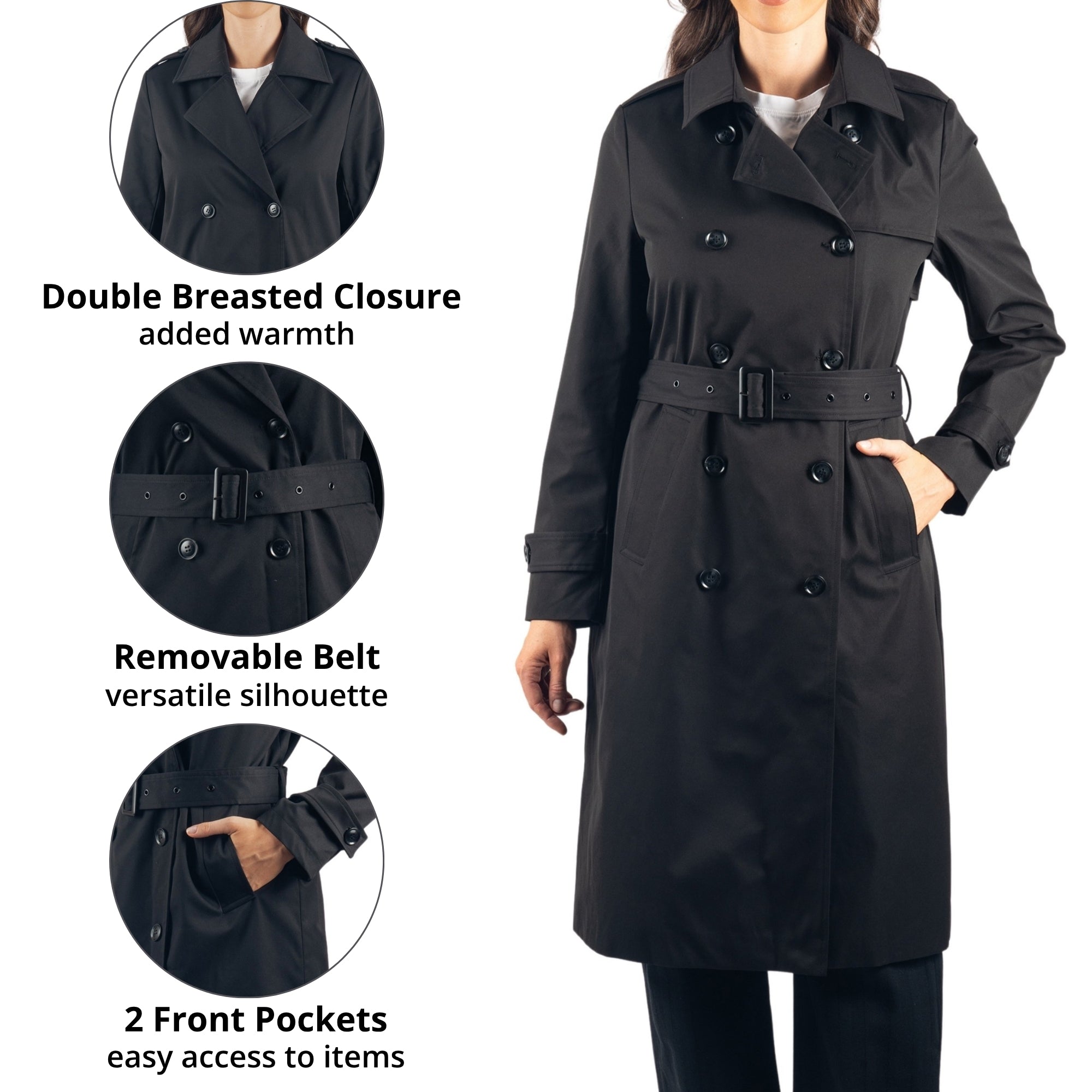 Alpine Swiss Carla Womens Waterproof Rain Trench Coat Long Rain