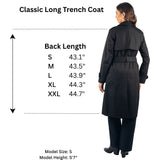 Alpine Swiss Carla Women Long Trench Coat Belted Waterproof Rain Jacket Raincoat – Black