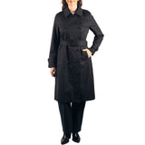 Alpine Swiss Carla Women Long Trench Coat Belted Waterproof Rain Jacket Raincoat – Black
