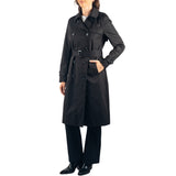 Alpine Swiss Carla Women Long Trench Coat Belted Waterproof Rain Jacket Raincoat – Black