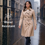 Alpine Swiss Carla Women Long Trench Coat Belted Waterproof Rain Jacket Raincoat – Khaki