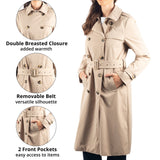 Alpine Swiss Carla Women Long Trench Coat Belted Waterproof Rain Jacket Raincoat – Khaki