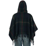 Alpine Swiss Carol Womens Shawl Wrap with Hood Poncho Sweater Large Scarf Fringe – Green Plaid