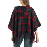 Alpine Swiss Carol Womens Shawl Wrap with Hood Poncho Sweater Large Scarf Fringe – Red Plaid