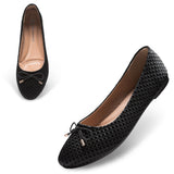 Alpine Swiss Claire Womens Ballet Flats Round Toe Slip On Comfortable Flat Shoes – Black