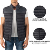 Alpine Swiss Clark Mens Puffer Vest Down Alternative Water Resistant Packable – Black Gray
