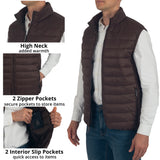 Alpine Swiss Clark Mens Puffer Vest Down Alternative Water Resistant Packable – Brown