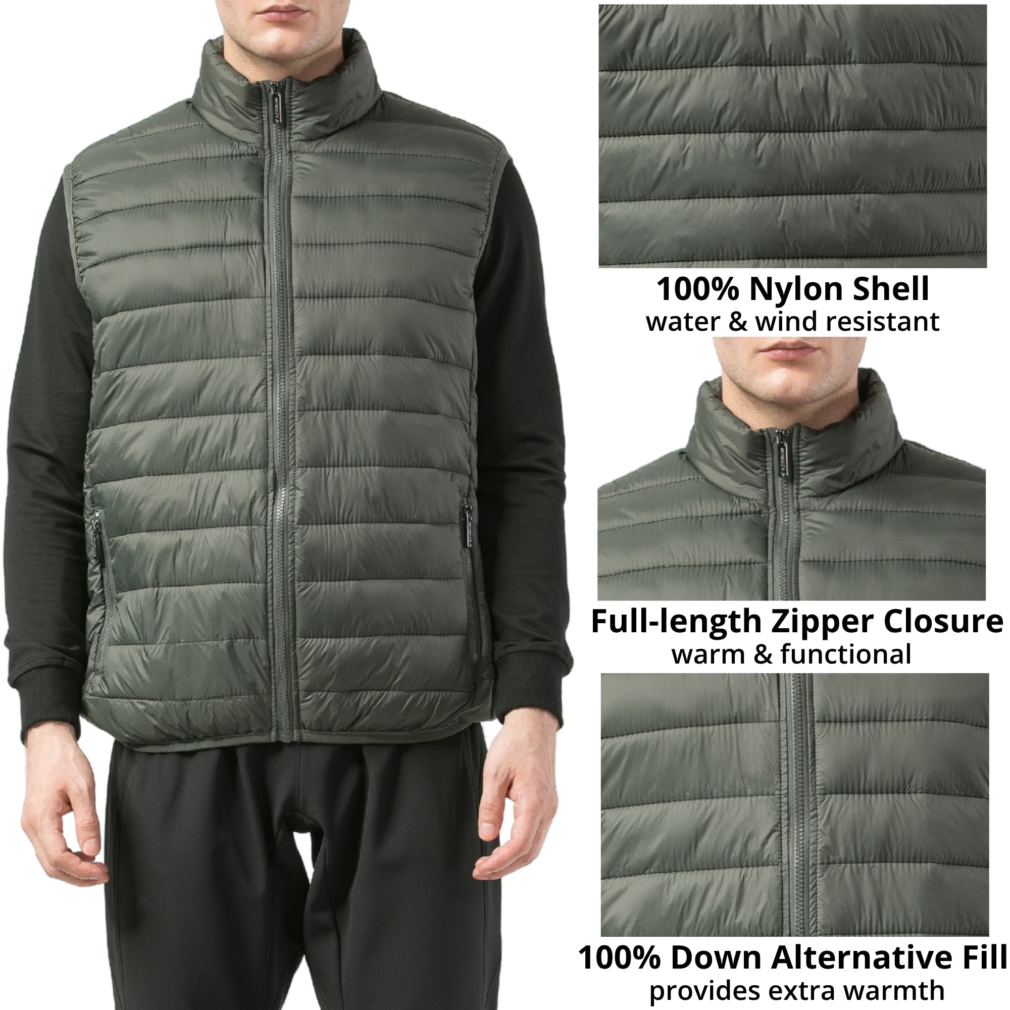 Alpine Swiss Clark Mens Puffer Vest Down Alternative Water