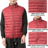 Alpine Swiss Clark Mens Puffer Vest Down Alternative Water Resistant Packable – Red