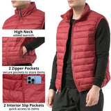 Alpine Swiss Clark Mens Puffer Vest Down Alternative Water Resistant Packable – Red