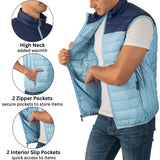 Alpine Swiss Clark Mens Puffer Vest Down Alternative Water Resistant Packable – Sky Blue Navy