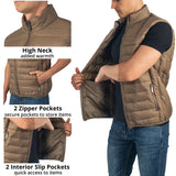 Alpine Swiss Clark Mens Puffer Vest Down Alternative Water Resistant Packable – Taupe