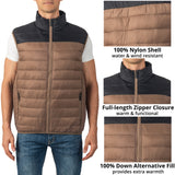 Alpine Swiss Clark Mens Puffer Vest Down Alternative Water Resistant Packable – Taupe Black