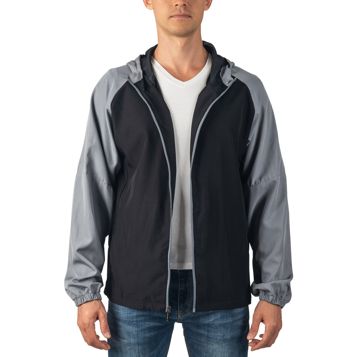 Alpine Swiss Cory Mens Light Windbreaker Jacket Water-Resistant Packable Hooded – Black