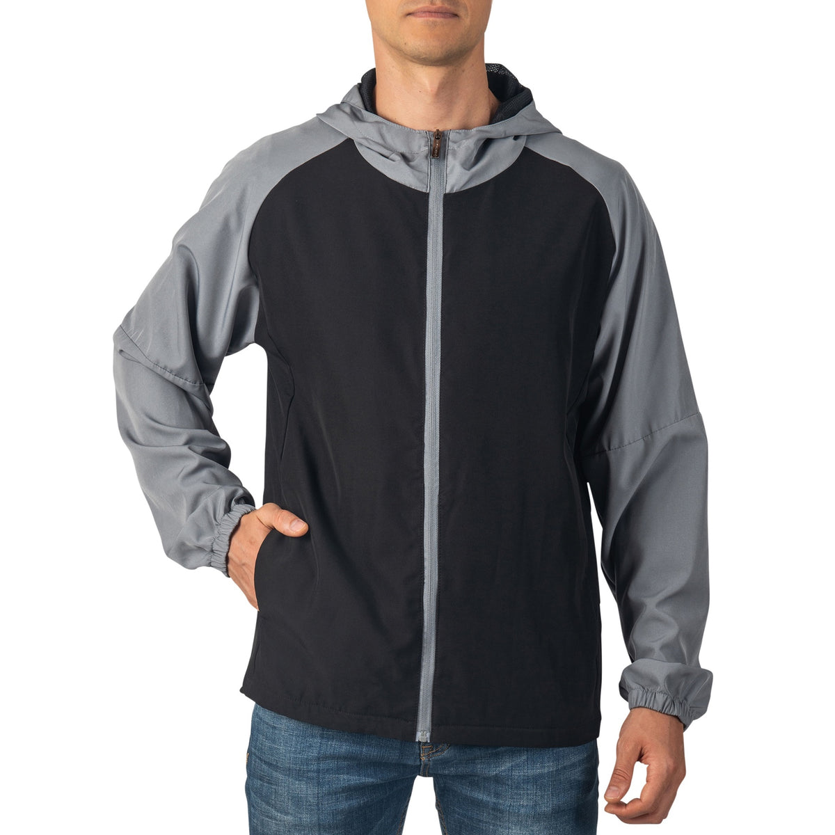 Alpine Swiss Cory Mens Light Windbreaker Jacket Water-Resistant Packable Hooded – Black