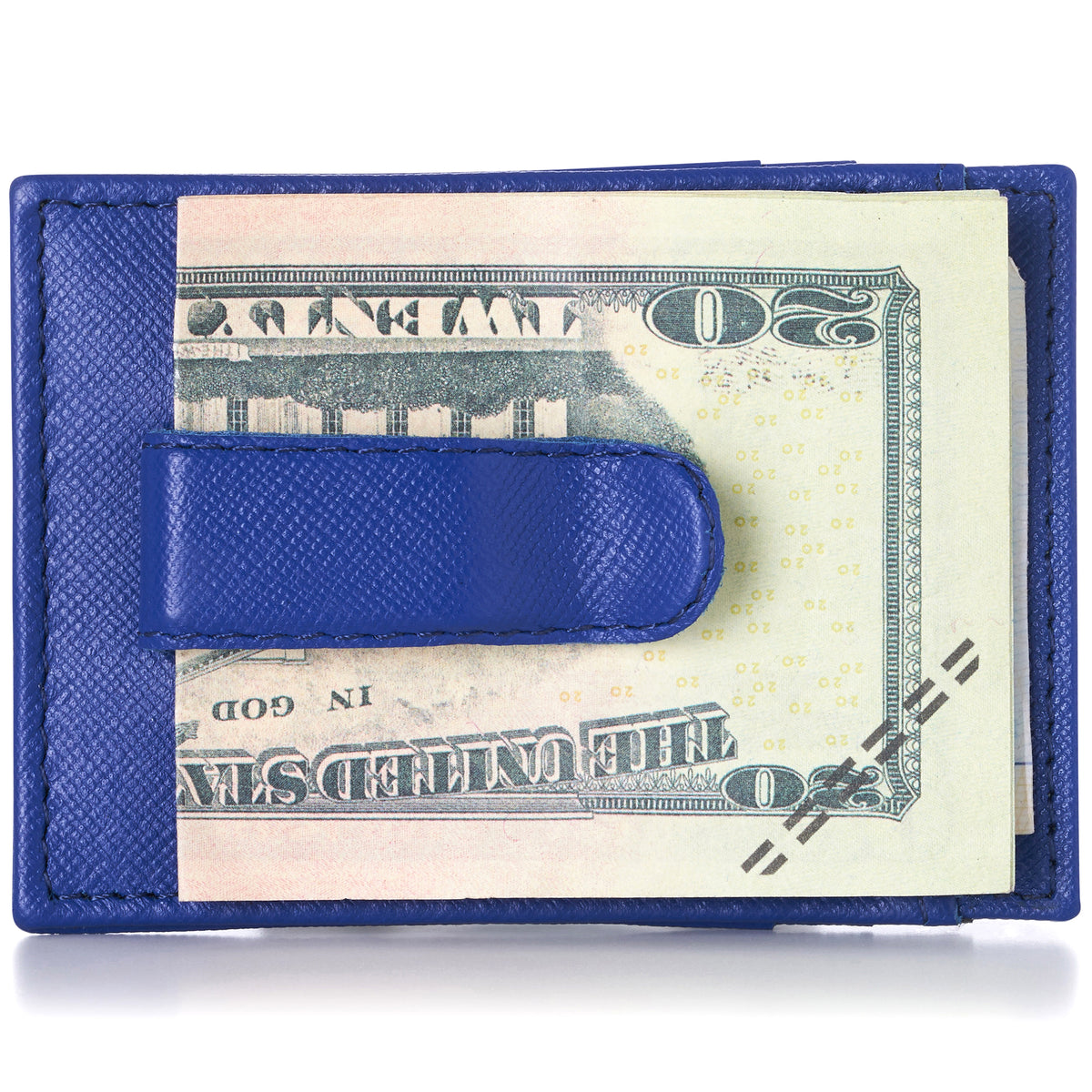 Alpine Swiss Mens Money Clip Thin Front Pocket Wallet Genuine Leather Card Case – Crosshatch Blue