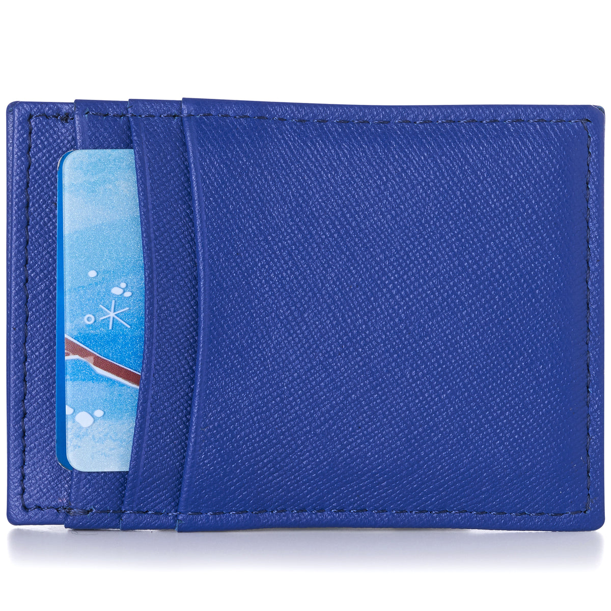 Alpine Swiss Mens Money Clip Thin Front Pocket Wallet Genuine Leather Card Case – Crosshatch Blue