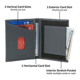Alpine Swiss Men RFID Leather Wallet Slim Front Pocket Wallet Business Card Case – Crosshatch Gray