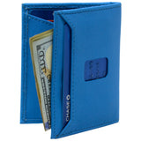 Alpine Swiss Men RFID Leather Wallet Slim Front Pocket Wallet Business Card Case – Crosshatch Aqua