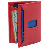 Alpine Swiss Men RFID Leather Wallet Slim Front Pocket Wallet Business Card Case – Crosshatch Red