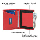 Alpine Swiss Men RFID Leather Wallet Slim Front Pocket Wallet Business Card Case – Crosshatch Red