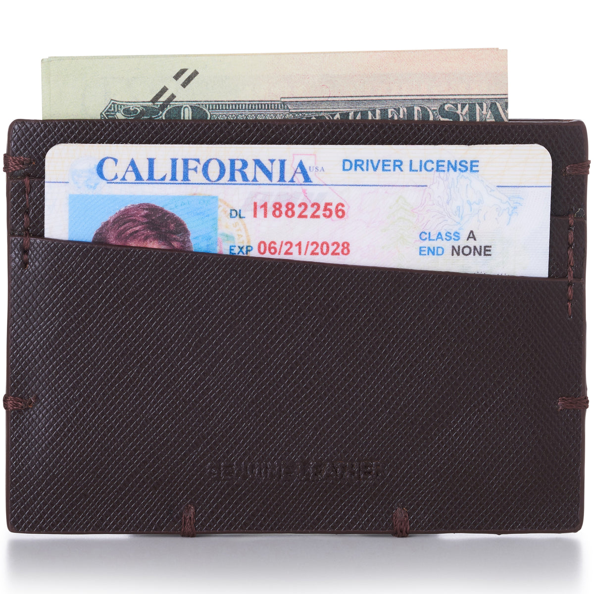 Alpine Swiss Double Diamond RFID Thin Card Case Leather Front Pocket Wallet – Saffiano Brown