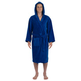 Alpine Swiss Dane Mens Hooded Bathrobe Cotton Terry Cloth Luxury Hotel Spa Robe – Blue