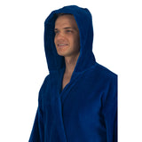 Alpine Swiss Dane Mens Hooded Bathrobe Cotton Terry Cloth Luxury Hotel Spa Robe – Blue