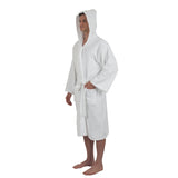 Alpine Swiss Dane Mens Hooded Bathrobe Cotton Terry Cloth Luxury Hotel Spa Robe – White