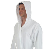 Alpine Swiss Dane Mens Hooded Bathrobe Cotton Terry Cloth Luxury Hotel Spa Robe – White
