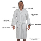 Alpine Swiss Dane Mens Hooded Bathrobe Cotton Terry Cloth Luxury Hotel Spa Robe – White