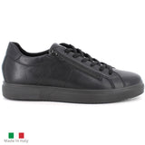 Alpine Swiss Dante Mens Leather Sneakers Made in Italy Low Top Minimalist Shoes – Black