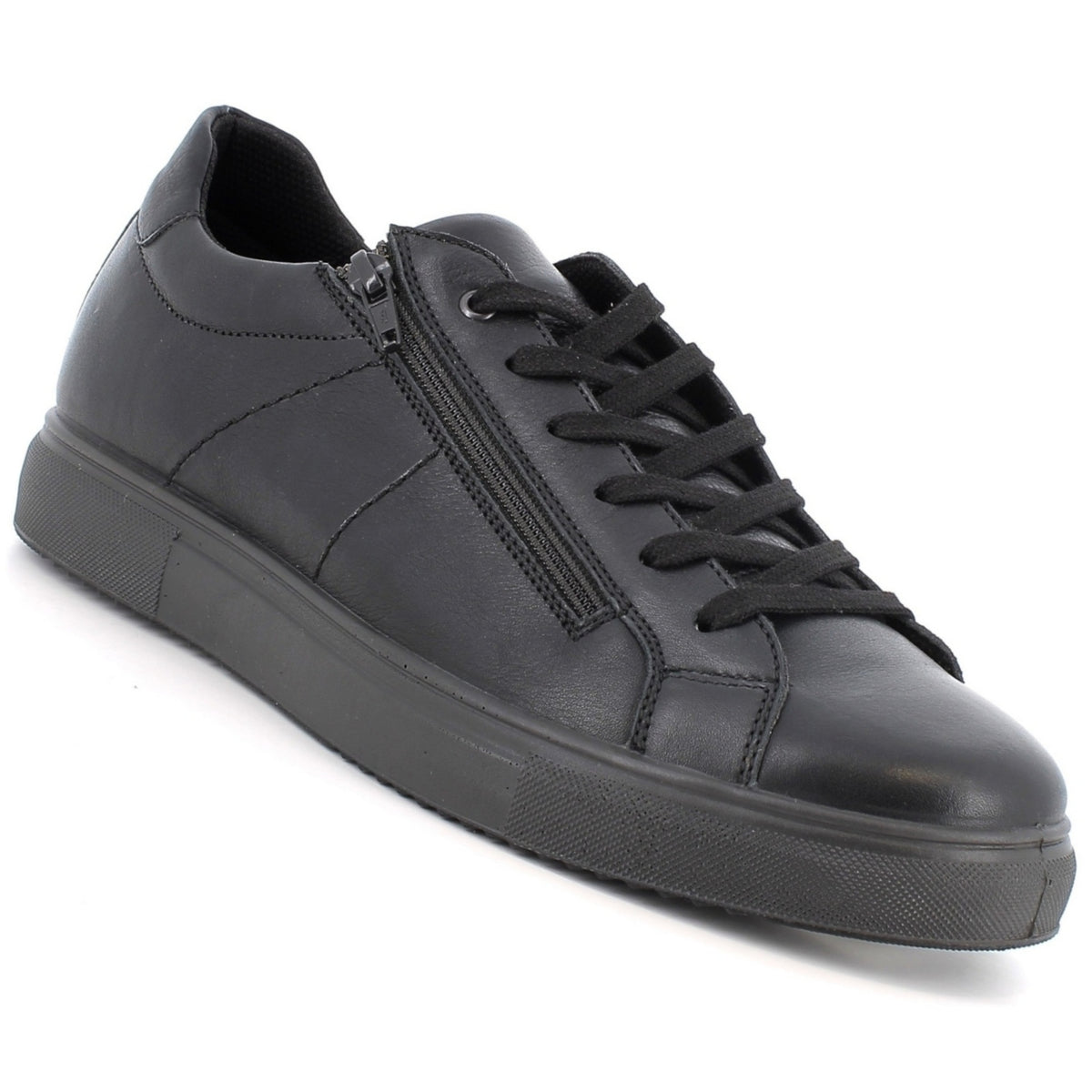 Alpine Swiss Dante Mens Leather Sneakers Made in Italy Low Top Minimalist Shoes – Black