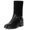 Alpine Swiss Daria Womens Biker Moto Boots Faux Leather Mid Calf Motorcycle Boot – Black