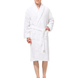 Alpine Swiss Mens Luxury Waffle Knit Cotton Bathrobe Shawl Collar Hotel Spa Robe – White