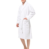 Alpine Swiss Mens Luxury Waffle Knit Cotton Bathrobe Shawl Collar Hotel Spa Robe – White